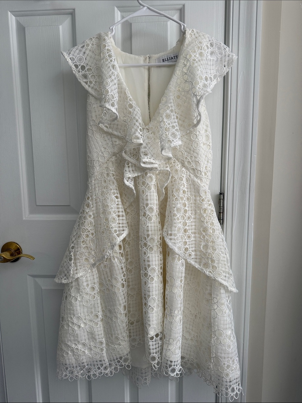 Elliat Cream Lace Ruffle Dress
